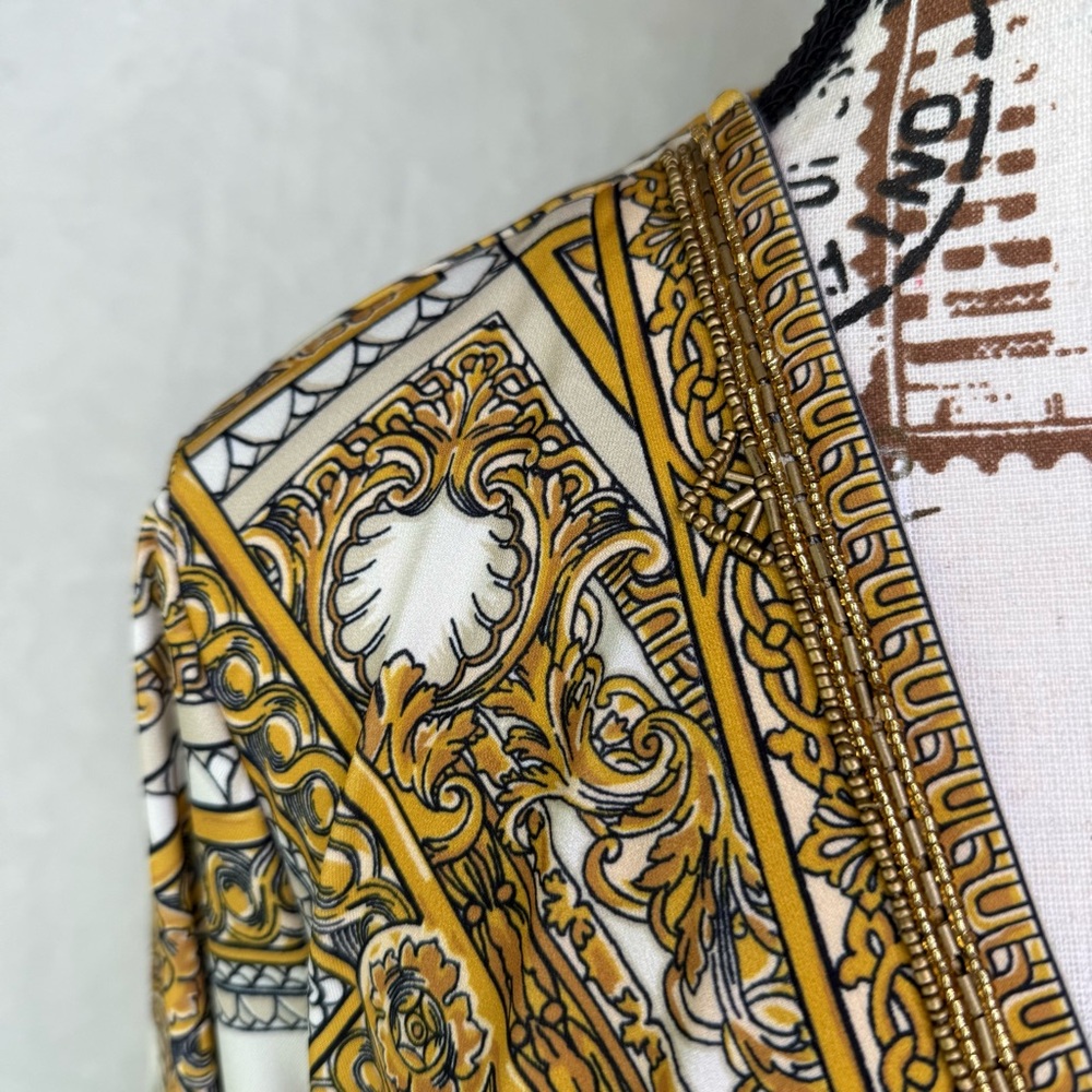 Hale Bob Tunic Beaded Dress Women’s Size Large Gold Pockets NWT - Picture 3 of 9